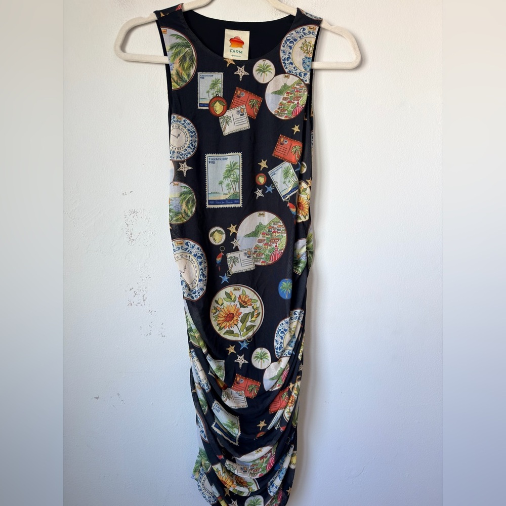 FARM RIO Trip Souvenir Sleeveless Ruched Tulle Mini Dress - Picture 5 of 8